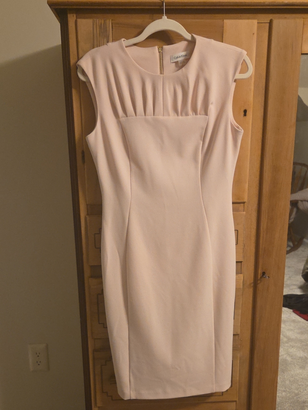 Calvin Klein Soft Blush Sleeveless Midi Sheath Dress